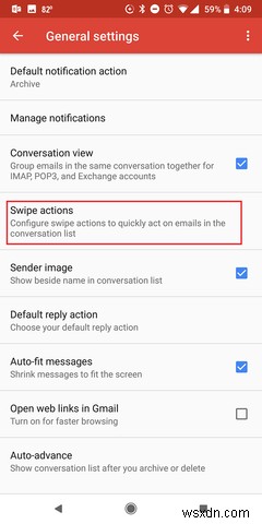 Android版Gmailのスワイプ操作をカスタマイズ・無効化する方法