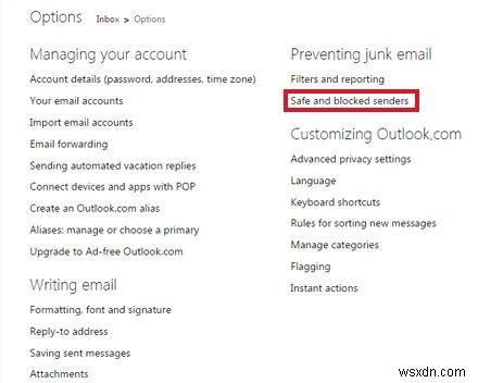 Outlook.comでメールアドレスをホワイトリストに登録する方法