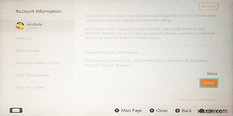 Nintendo SwitchのeショップでGoogle Analyticsへのデータ共有をオフにする方法
