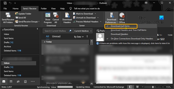 Outlookで「Microsoft Exchangeの詳細を表示するには、ここをクリック」リンクが表示されないときの対処法