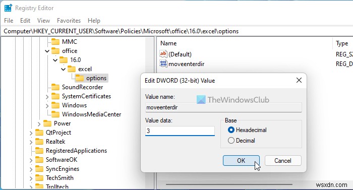 ExcelでEnterキーを押した後のセル移動方向を変更する方法