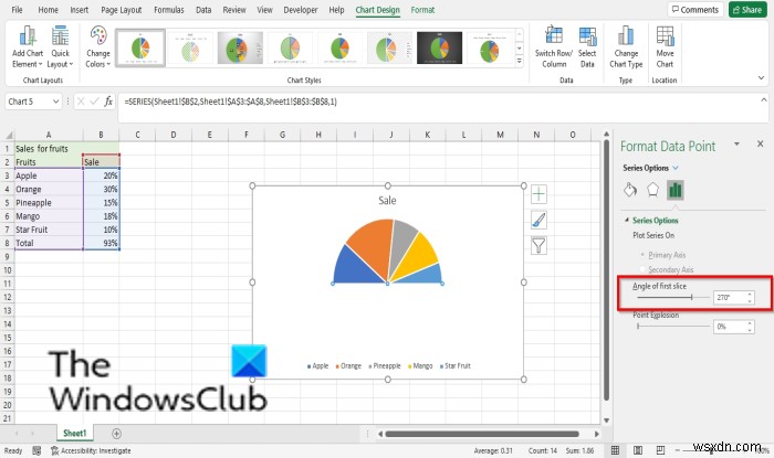 Excelでハーフ円グラフ(半円グラフ)を作成する方法