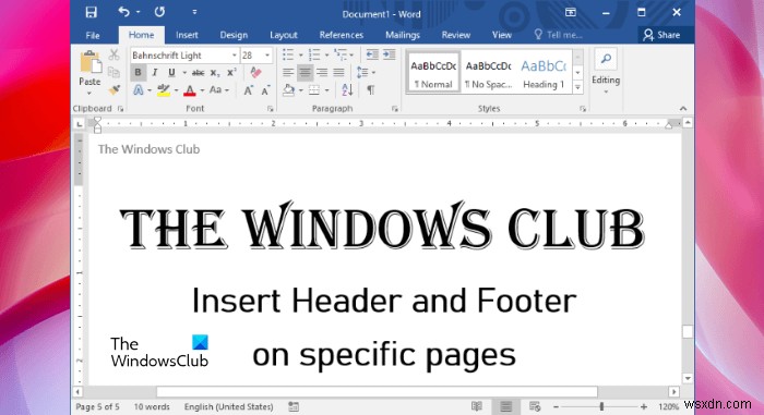 Microsoft Wordで特定のページにだけヘッダーとフッターを挿入する方法