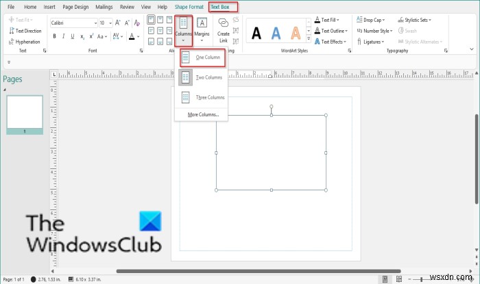 Microsoft Publisherでテキストボックスに段組み（列）を追加・削除する方法