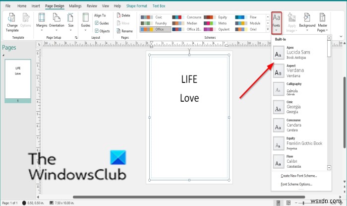 Microsoft Publisherでフォントスキームを適用・管理する方法
