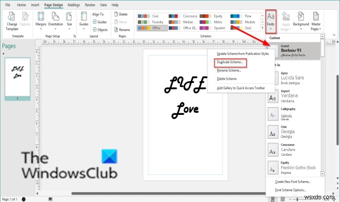Microsoft Publisherでフォントスキームを適用・管理する方法