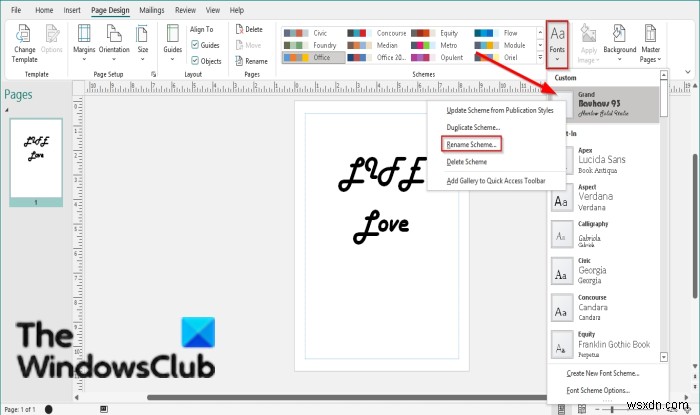 Microsoft Publisherでフォントスキームを適用・管理する方法