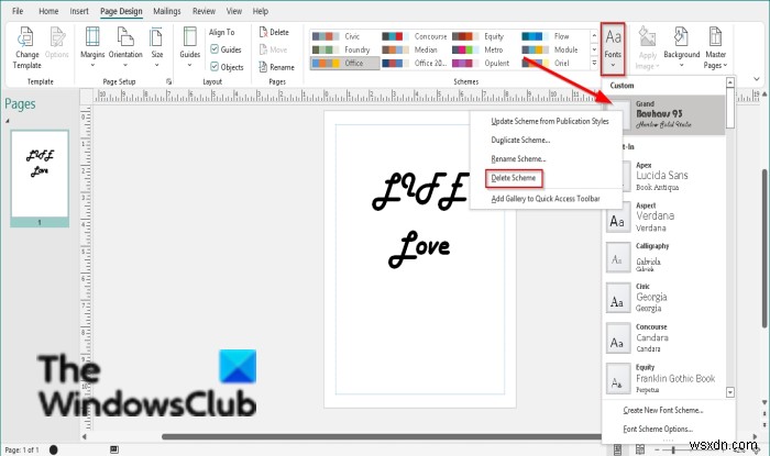 Microsoft Publisherでフォントスキームを適用・管理する方法