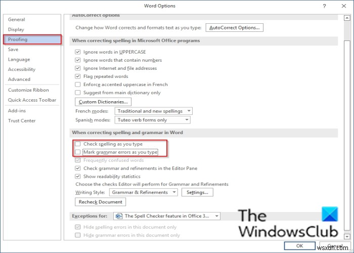 Office 365でスペルチェックを無効にする方法