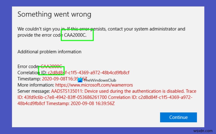 Microsoft Teamsのエラー「CAA20003」「CAA2000C」の意味と解決方法