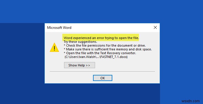 【解決法】Wordで「ファイルを開こうとしたときにエラーが発生しました」と表示される場合の対処法