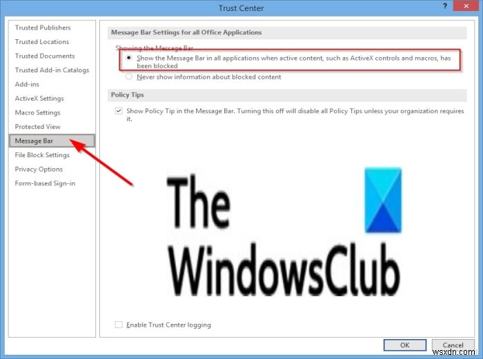 Officeのメッセージバーでセキュリティ警告を有効・無効にする方法