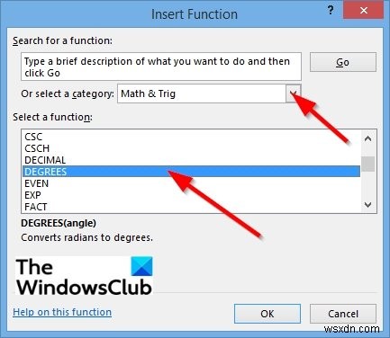 Microsoft ExcelのDEGREES関数の使い方|ラジアンを度(°)に変換する方法