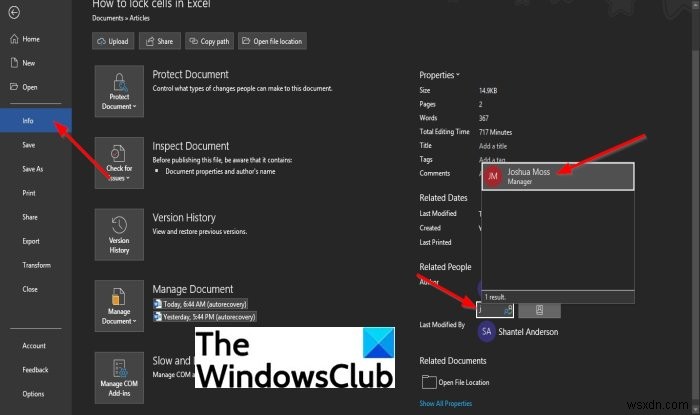 Officeドキュメントの作成者プロパティで作成者を追加・変更・削除する方法