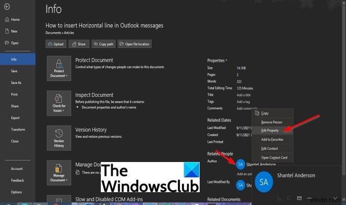 Officeドキュメントの作成者プロパティで作成者を追加・変更・削除する方法