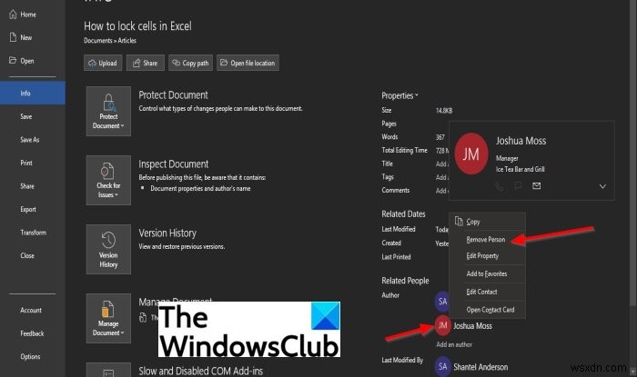 Officeドキュメントの作成者プロパティで作成者を追加・変更・削除する方法
