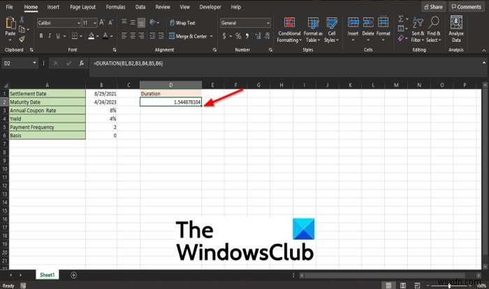 Microsoft ExcelのDURATION関数の使い方:定期的に利息が支払われる証券の期間を計算する方法