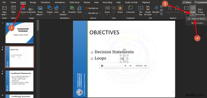 Microsoft PowerPointプレゼンテーションでオーディオアイコンを非表示にする方法