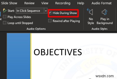 Microsoft PowerPointプレゼンテーションでオーディオアイコンを非表示にする方法