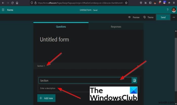 Microsoft Formsでフォームにセクションを追加する方法