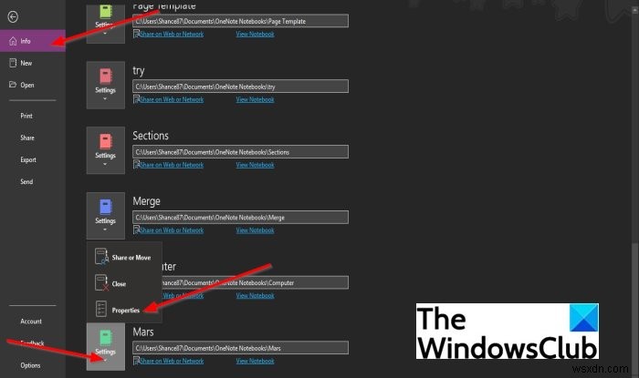 OneNoteノートブックの名前・色・保存場所を変更する方法