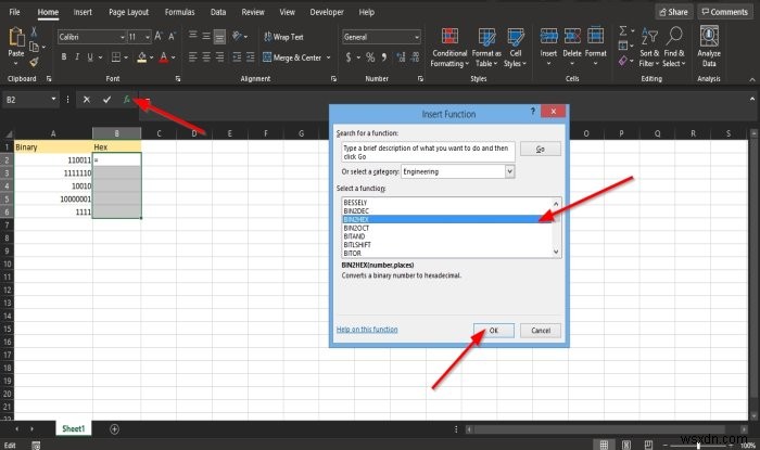 Microsoft ExcelでBIN2HEX関数を使う方法|2進数を16進数に変換する手順を解説