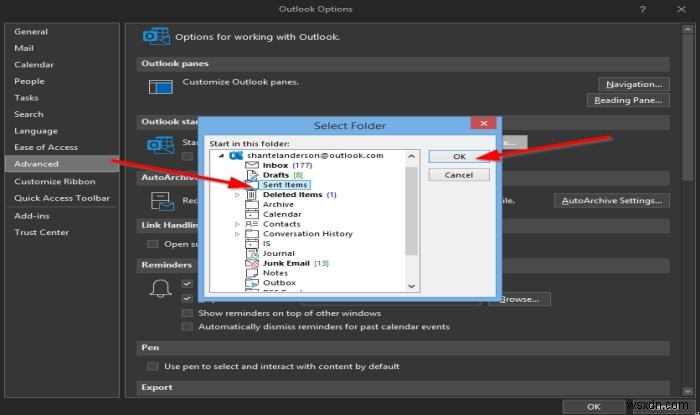 Outlookの起動時に表示されるフォルダを変更する方法