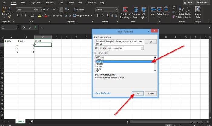 ExcelのDEC2BIN関数を使って10進数を2進数に変換する方法