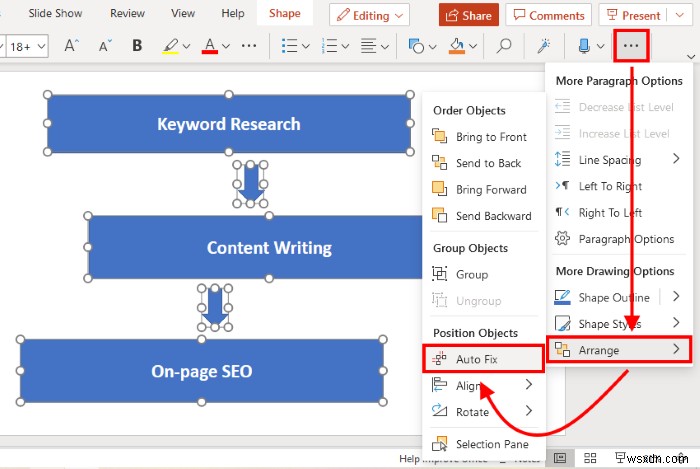 PowerPoint for the Webで「自動修正」機能を使ってスライドの要素を一瞬で整列する方法