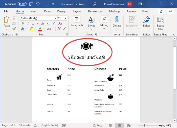 Microsoft Wordでレストランメニューを作成する方法【ゼロから作る/テンプレート活用】
