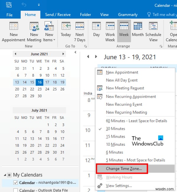 Outlookカレンダーで2つのタイムゾーンを同時に表示する方法