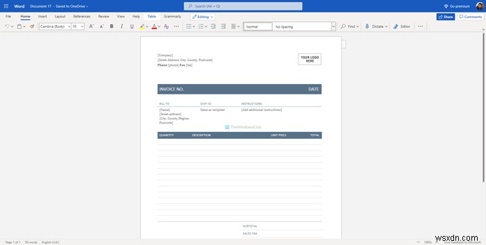 Word Onlineで無料使えるおすすめ請求書テンプレート5選|ビジネス請求書をおしゃれに簡単作成