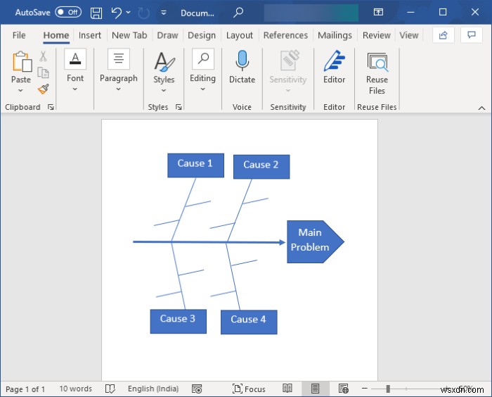 Microsoft Wordでフィッシュボーン図（特性要因図）を作成する方法