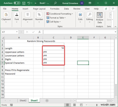 Microsoft Excelでランダムな強力なパスワードを生成する方法
