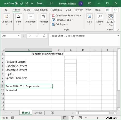Microsoft Excelでランダムな強力なパスワードを生成する方法