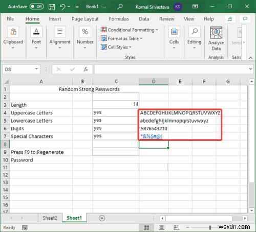 Microsoft Excelでランダムな強力なパスワードを生成する方法