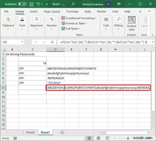 Microsoft Excelでランダムな強力なパスワードを生成する方法