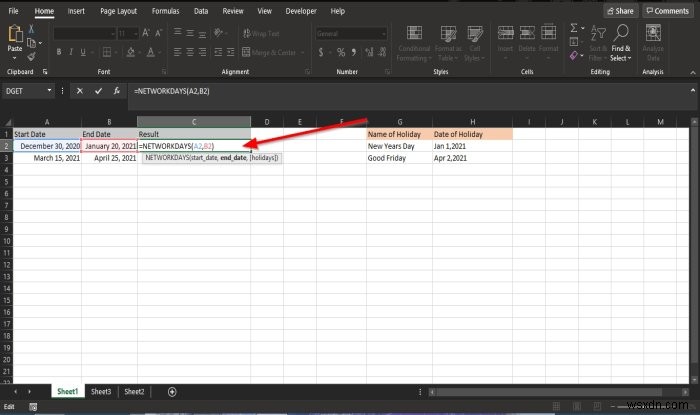 ExcelのNETWORKDAYS関数の使い方|土日・祝日を除いた営業日数を簡単に計算する方法