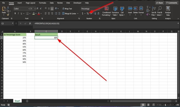 【Excel】PERCENTILE.EXC関数の使い方|パーセンタイルを求める3つの方法