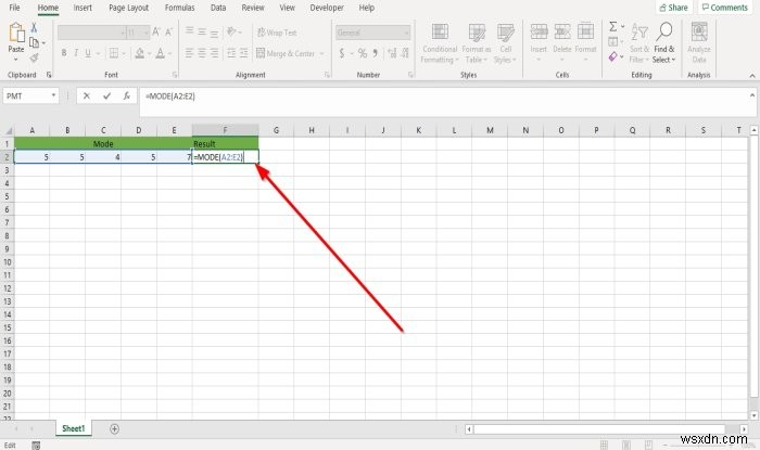 Microsoft ExcelでMODE関数を使って最頻値を求める方法