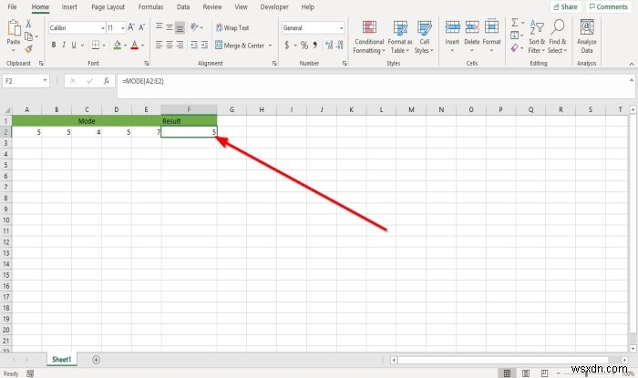 Microsoft ExcelでMODE関数を使って最頻値を求める方法