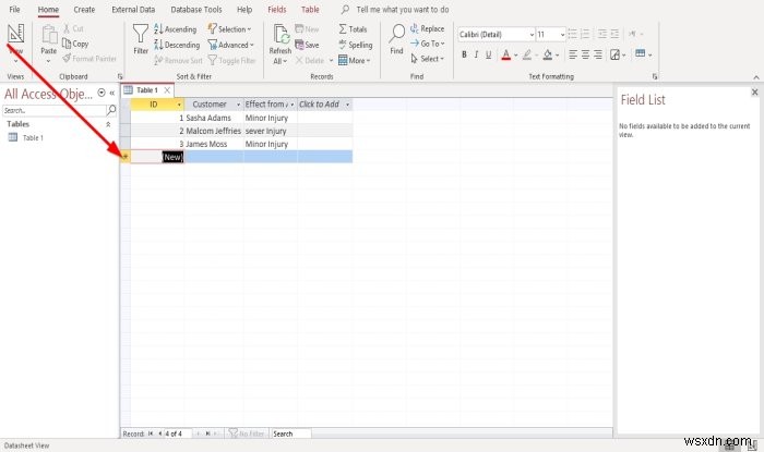 Microsoft Accessデータベースでレコードを追加・削除し、列のサイズを変更する方法