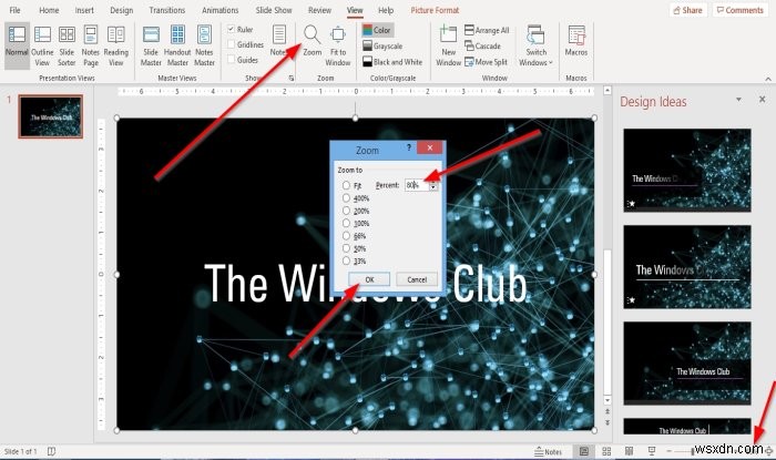 Microsoft PowerPointでズームレベルを変更する方法|拡大・縮小・ウィンドウに合わせる設定