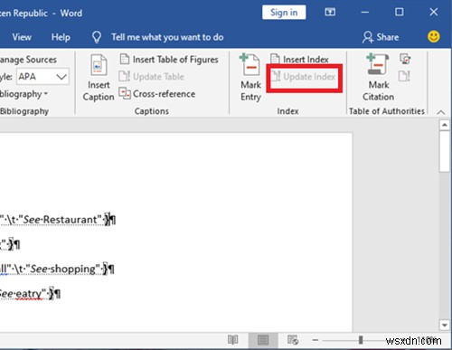 Microsoft Wordでインデックス（索引）を作成・更新する方法