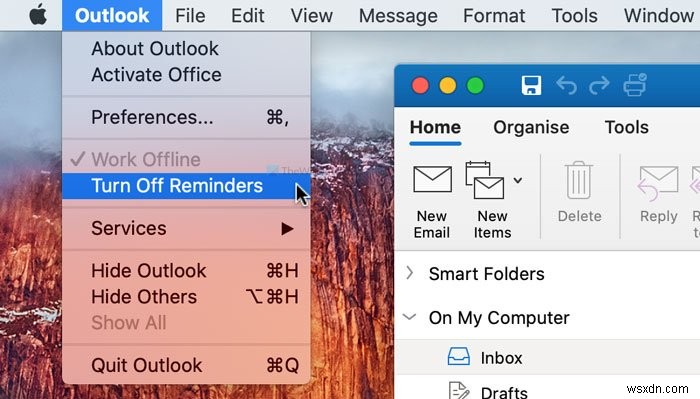 MacでOutlookのリマインダー通知と通知音をオフにする方法
