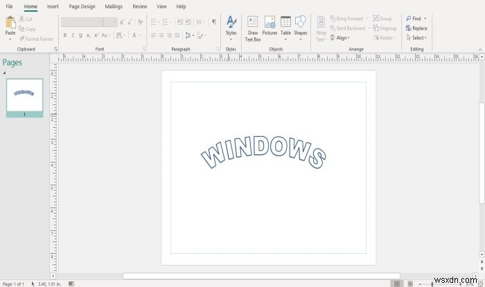 Microsoft PublisherでWordArtテキストの形状を変更する方法