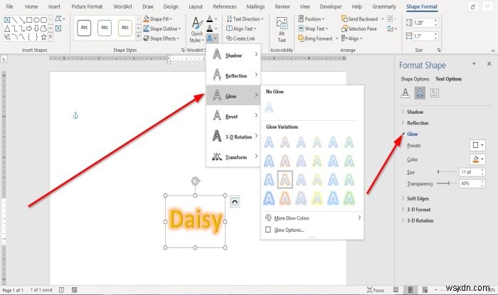 Microsoft OfficeのWordArt(ワードアート)にテキスト効果を追加する方法