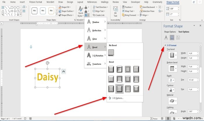Microsoft OfficeのWordArt(ワードアート)にテキスト効果を追加する方法