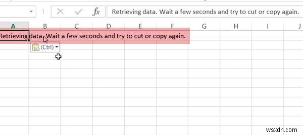 Excel Onlineで「データを取得しています。数秒待ってから、切り取りまたはコピーを再試行してください」エラーが出たときの対処法