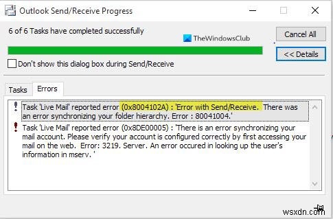 Outlookの送受信エラー0x8004102Aを解決する方法